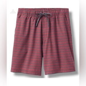 PrAna Men's Small Pull On Metric E-Waist Board Stretch 8" Shorts Rust Stripe NWT